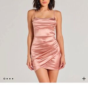 Elegant Windsor Satin dress Pink/ Wine color